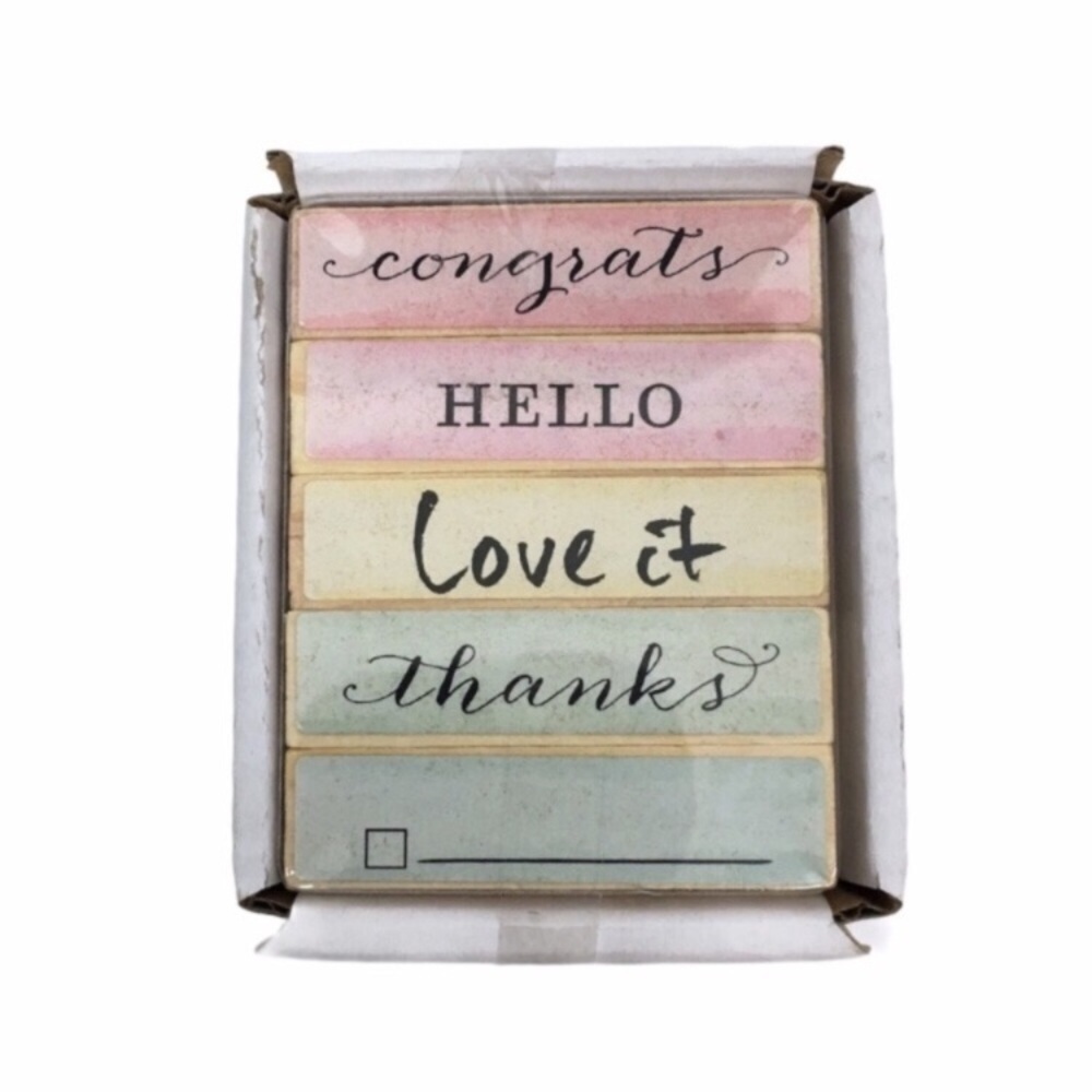 Mini Wood Stamp Set Congrats Hello Thanks To Do Bujo Journaling Scrapbooking